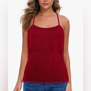 Maner Tiered Fringe Racerback Tank